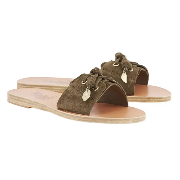 Suede Lace-Detail Slides 3 Image