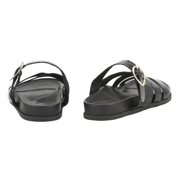 Glossy Leather Cross-Strap Slides 3 Image