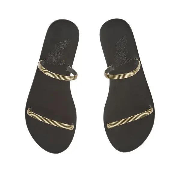 Two-Strap Striped Flat Slides 1 Image