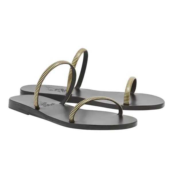 Two-Strap Striped Flat Slides 2 Image
