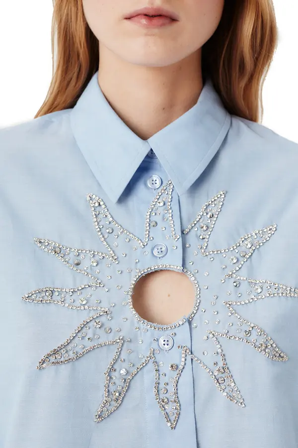 Crystal-embellished Cotton Poplin Shirt 1 Image