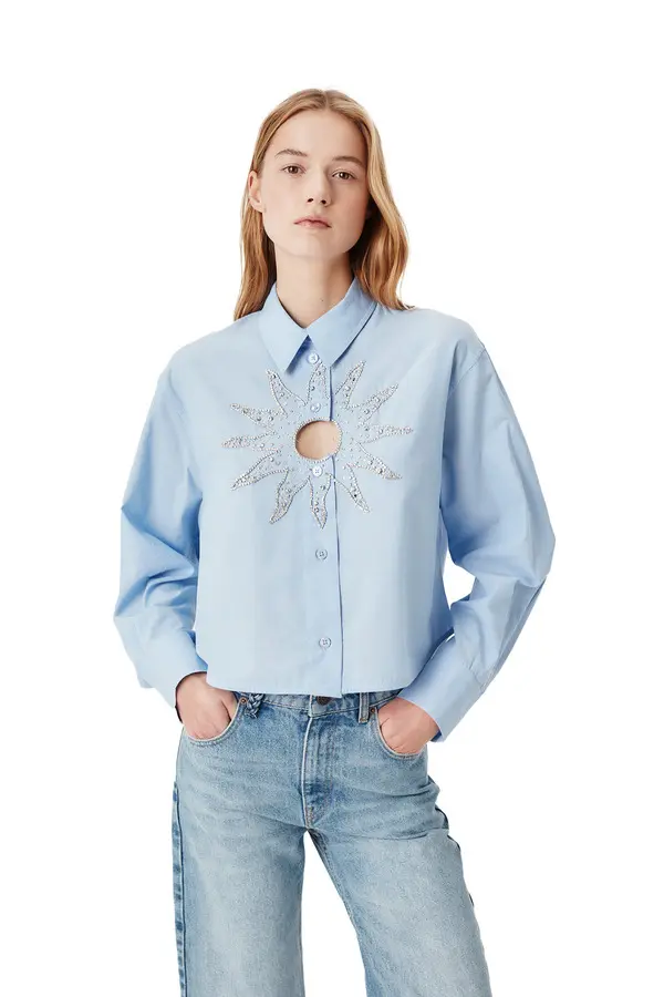 Crystal-embellished Cotton Poplin Shirt 3 Image