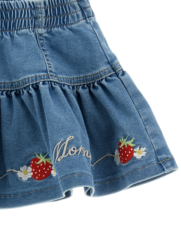 Baby Girl Strawberry Embroidery Denim Skirt 1 Image
