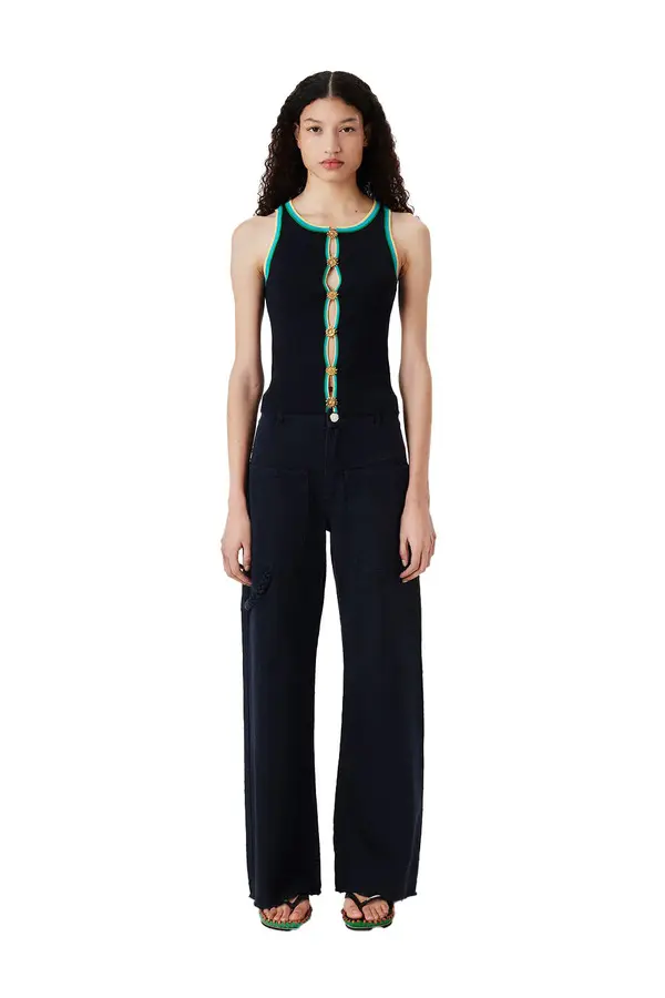 Tricolour Sleeveless Knit Top 2 Image