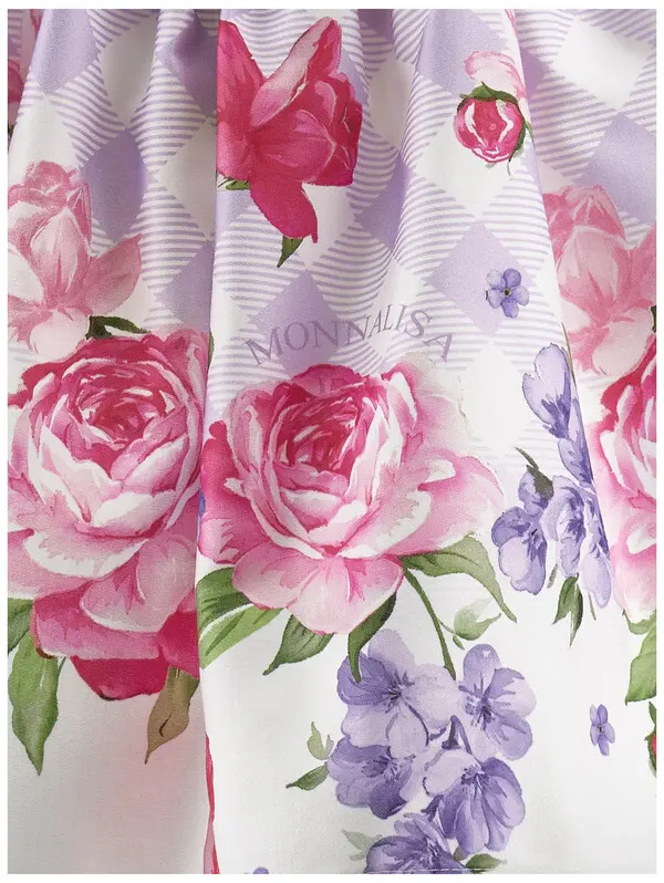 Kids Girls Gingham & Rose Ruffle Skirt 1 Image