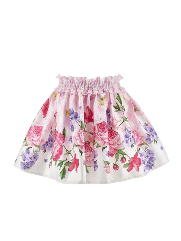 Kids Girls Gingham & Rose Ruffle Skirt 2 Image