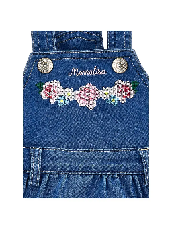 Kids Baby Girl Floral Embroidered Denim Overalls 1 Image