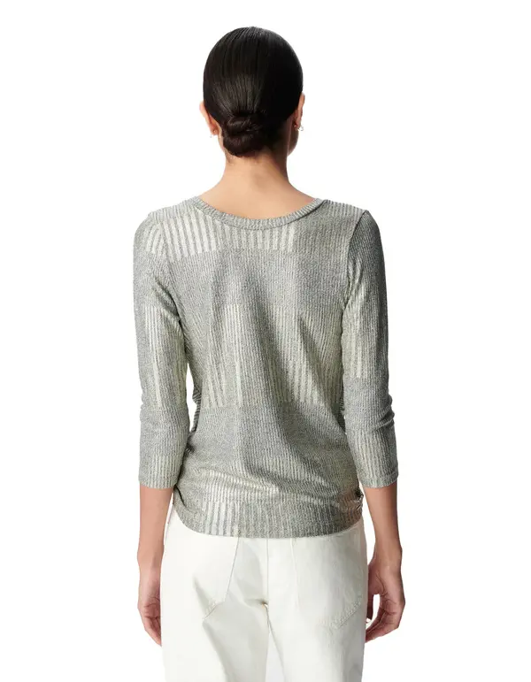 Rib Knit T-shirt With Fixed Back Knot 1 Image