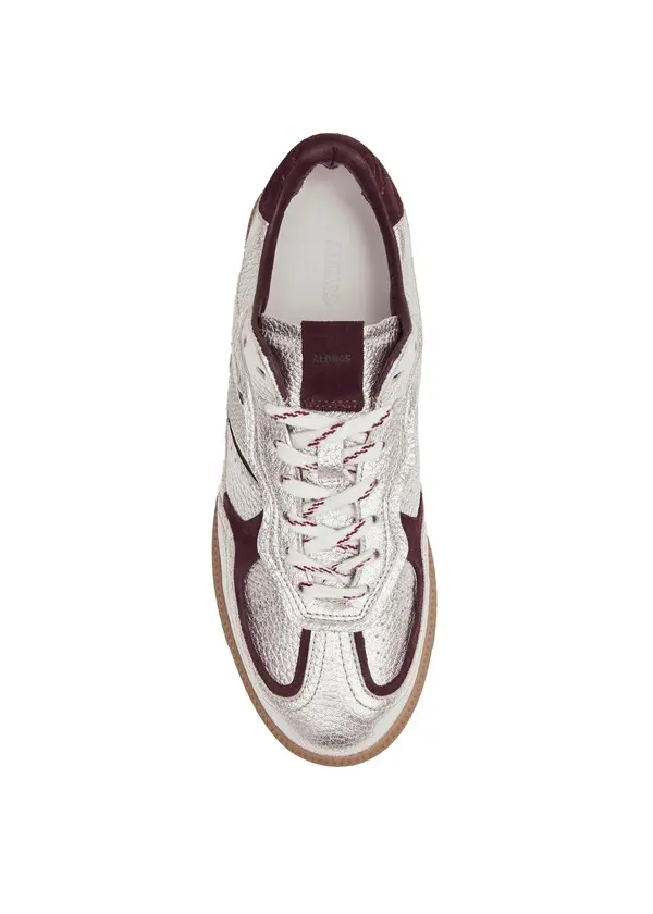 Shimmer Silver & Burgundy Leather Sneakers 1 Image