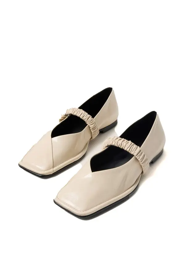 Square-Toe Ruched Mary Janes Ballerina 2 Image