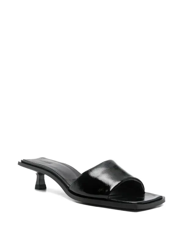 Sleek  Patent Kitten-Heel Mules 1 Image