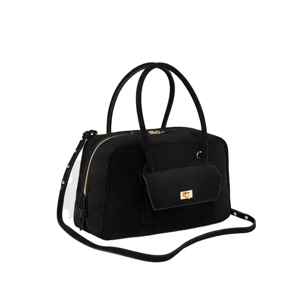 Suede Shoulder Bag with Front Pocket 1 Image