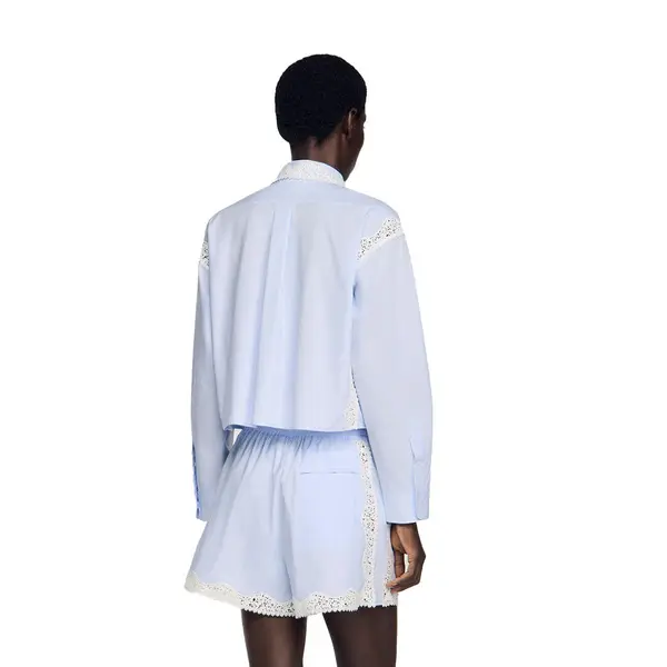 Cropped Shirt With White Lace Trim 1 Image