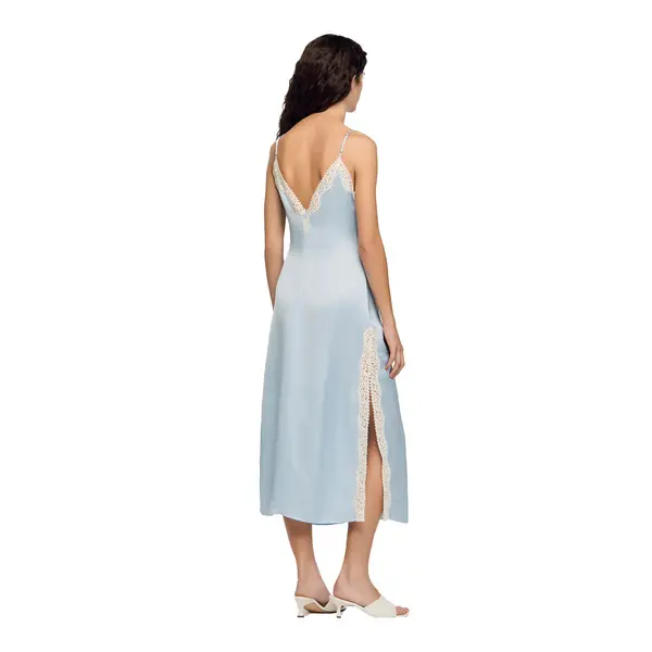 Satin-Effect Maxi Dress With Straps 1 Image