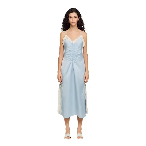 Satin-Effect Maxi Dress With Straps 2 Image