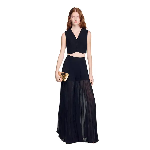 Pleated Wide-Leg Trousers 1 Image