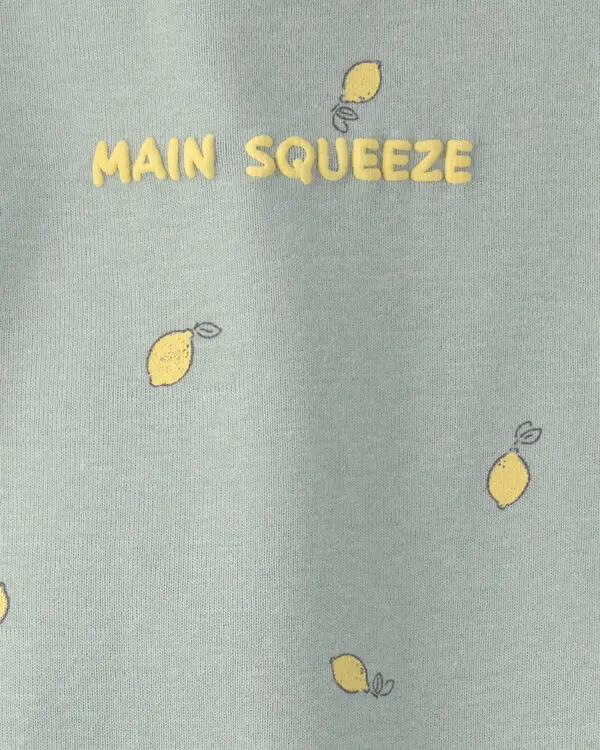 Kids Baby Girl 'Main Squeeze' Lemon Short-Sleeve Romper - Green 1 Image
