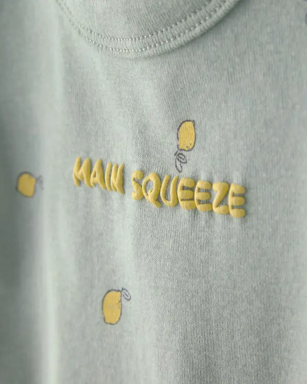 Kids Baby Girl 'Main Squeeze' Lemon Short-Sleeve Romper - Green 2 Image