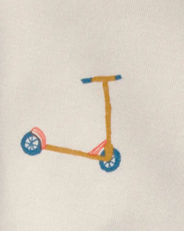 Baby Scooter Short-Sleeve Romper - Cream 1 Image