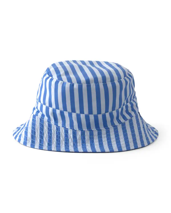 Baby Boy Reversible Stripe Swim Hat - Blue 1 Image