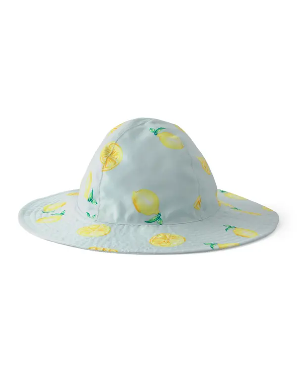Baby Girl Reversible Lemon Swim Hat - Blue 1 Image