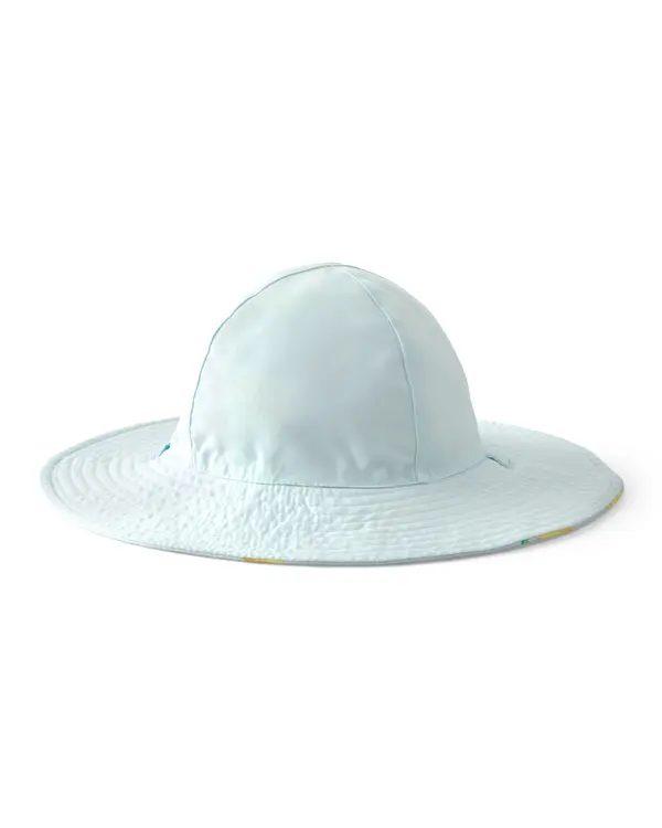 Baby Girl Reversible Lemon Swim Hat - Blue 2 Image