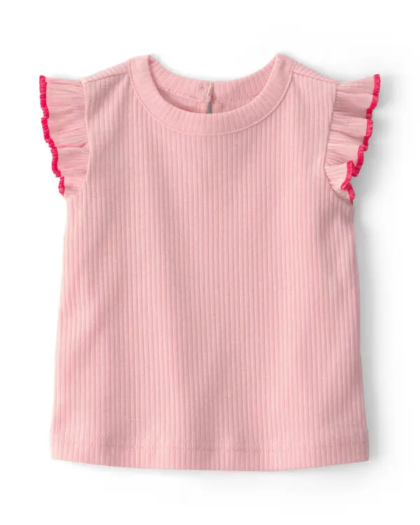 Baby Girl 2-Piece Chambray Romper Set - Pink/Blue 3 Image