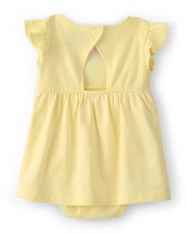 Baby Girl Sunshine Short-Sleeve Bodysuit Dress - Yellow 3 Image