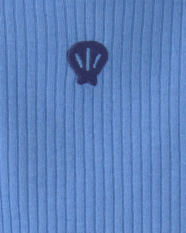 Baby Girl Seashell Short-Sleeve Bodysuit Dress - Blue 1 Image