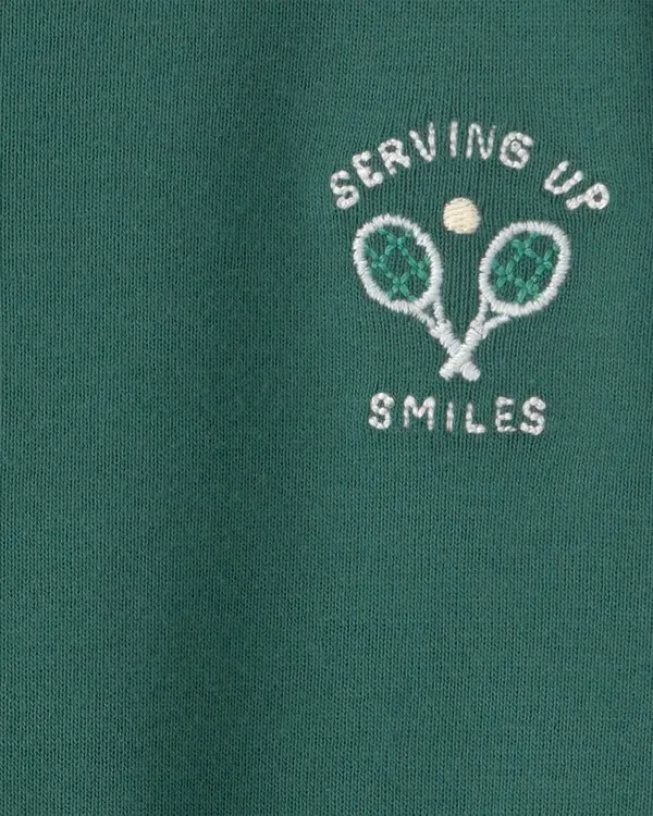 Baby Boy Tennis Short-Sleeve Romper - Green 1 Image