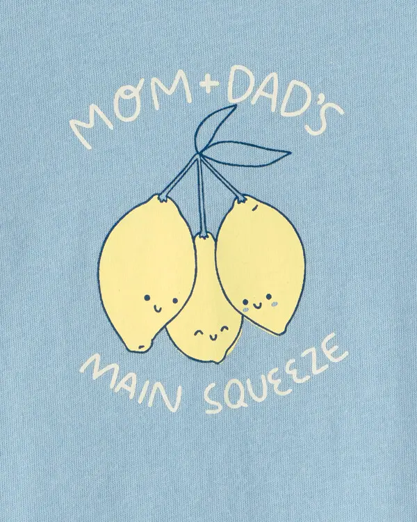 Baby 'Main Squeeze' Lemon Graphic Bodysuit - Blue 1 Image