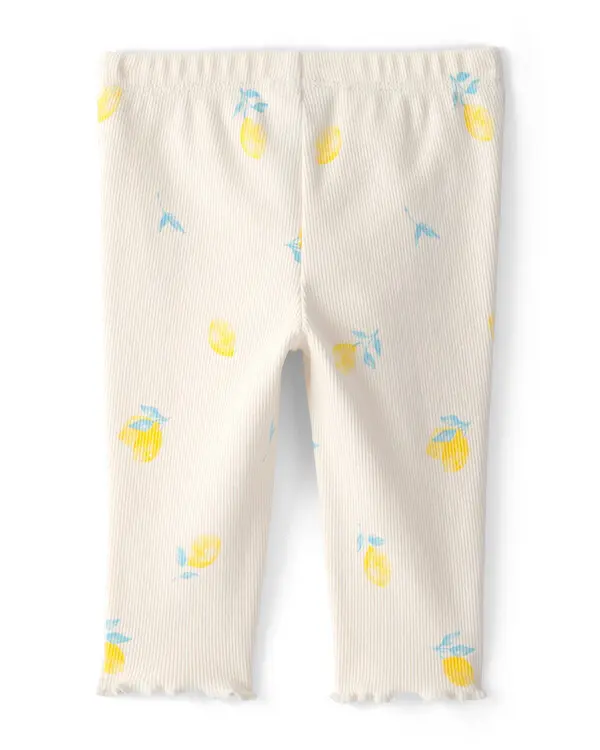 Kids Baby Girl Lemon Rib Pants - Ivory 2 Image