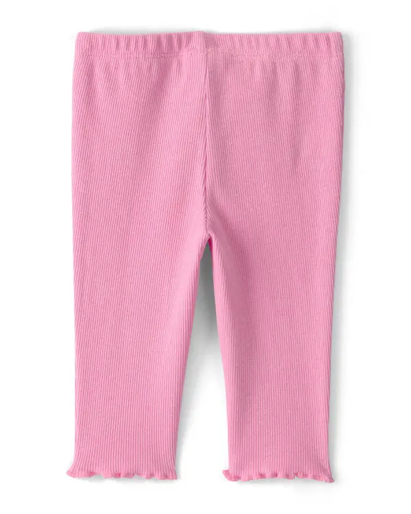 Baby Girl Rib Pants - Pink 2 Image