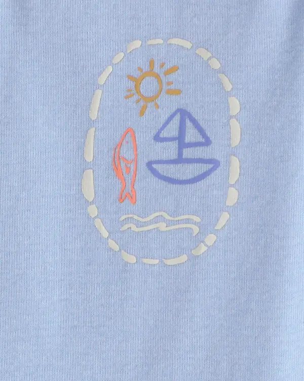 Baby Girl 3-Pack Beach Flutter-Sleeve Multipack Bodysuits - Orange/Blue/Ivory 1 Image