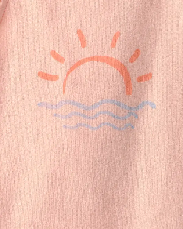 Baby Girl 3-Pack Beach Flutter-Sleeve Multipack Bodysuits - Orange/Blue/Ivory 3 Image