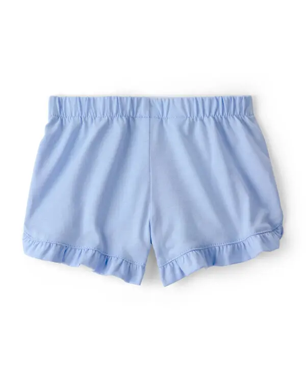 Baby Girl 2-Pack Flutter-Hem Fashion Shorts - Orange/Blue 3 Image