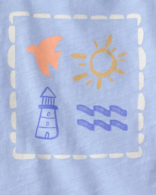 Baby 2-Piece Lighthouse Top & Short Set - Blue/Ivory 1 Image