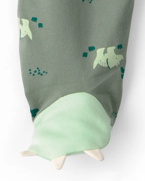Baby Boy Dinosaur 2-Way Zip 100% Cotton Sleeper - Green 2 Image