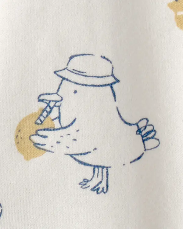 Baby Duck 2-Way Zip 100% Cotton Sleeper - Cream 2 Image