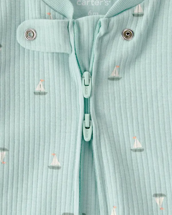 Baby Sailboat 2-Way Zip Sleeper - Green 1 Image