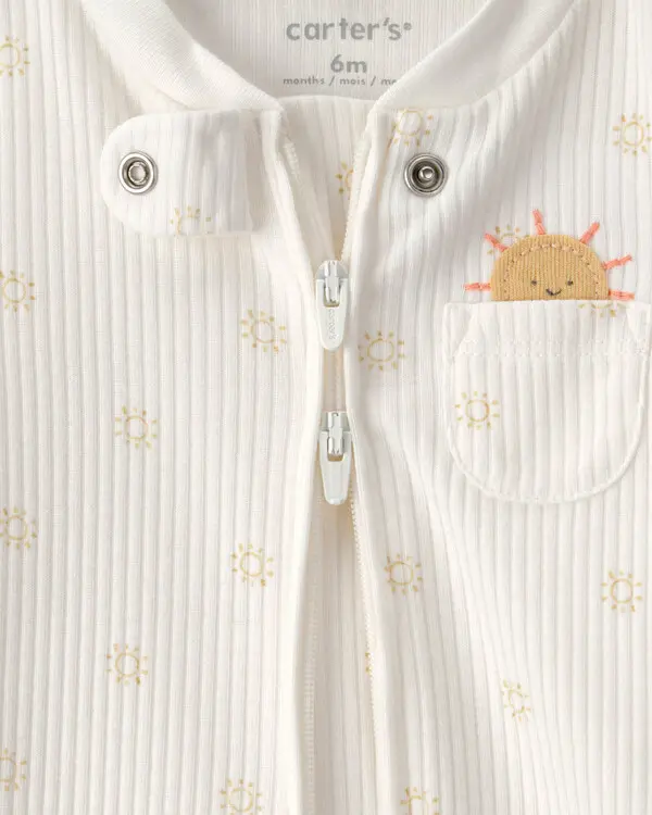 Baby Sunshine 2-Way Zip Sleeper - White 2 Image