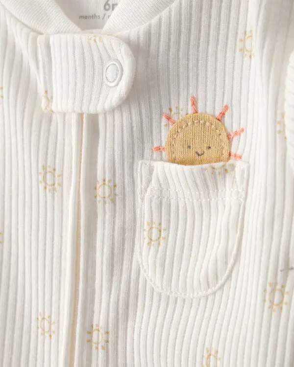 Baby Sunshine 2-Way Zip Sleeper - White 3 Image