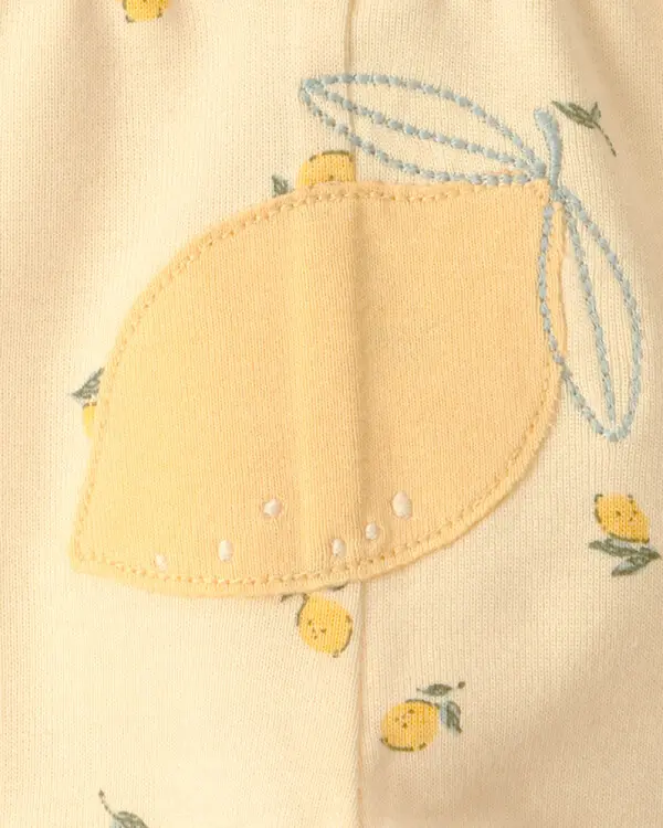 Kids Baby Girl 3-Piece Lemon Bodysuits & Pant Set - Yellow/White 3 Image