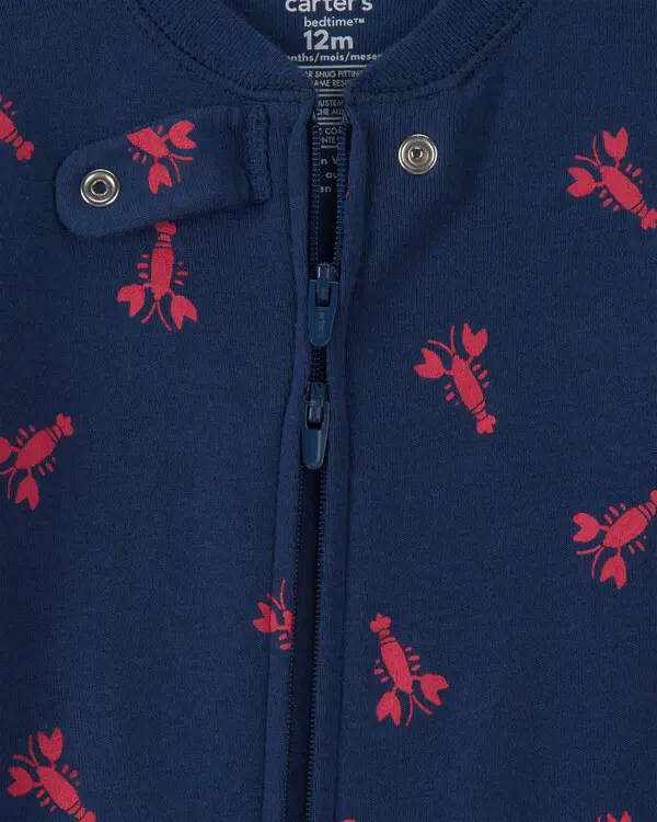 Baby Boy Lobster 100% Cotton Snug Fit 1-Piece Pyjama Set - Blue 2 Image