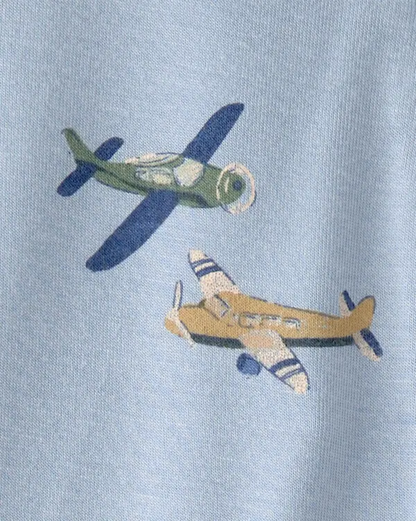 Baby Boy Plane 2-Way Zip PurelySoft Sleeper - Blue 1 Image