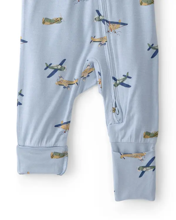 Baby Boy Plane 2-Way Zip PurelySoft Sleeper - Blue 2 Image