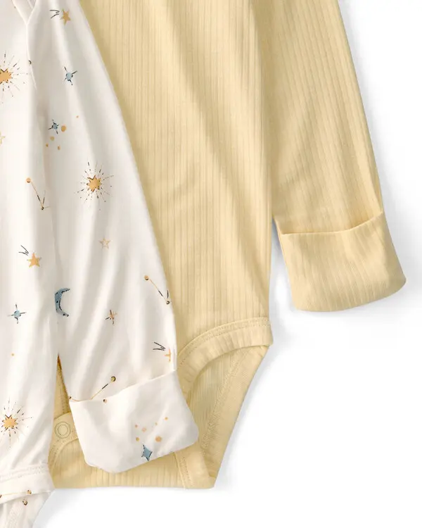  Baby 2-Pack Constellation Multipack Bodysuits - Yellow/Ivory 3 Image