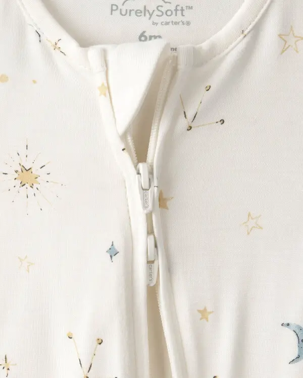 Baby Constellation 2-Way Zip PurelySoft Sleeper - Cream 2 Image