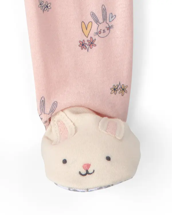  Baby Girl Easter Bunny 100% Cotton Snug Fit 1-Piece Pyjama Set - Pink 3 Image