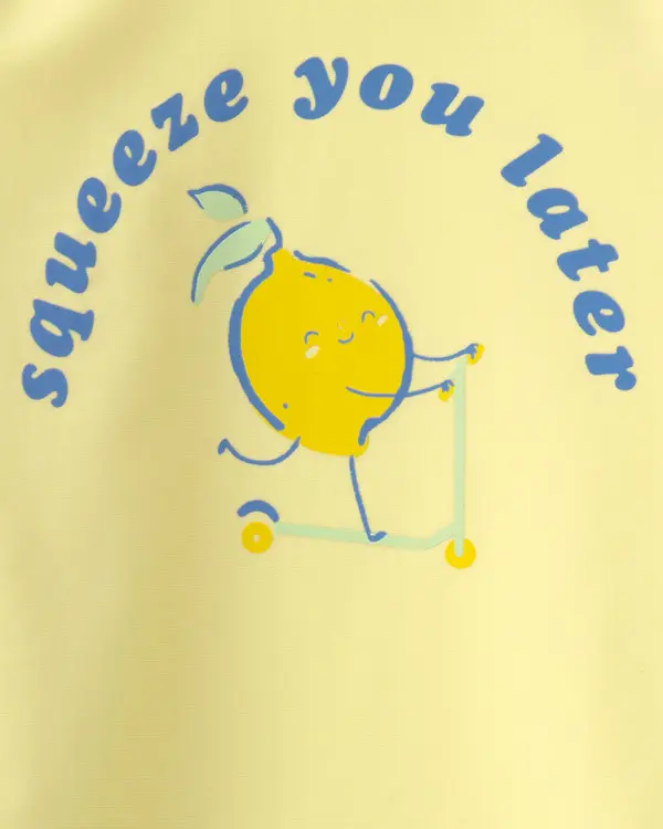  Baby Boy 2-Piece Lemon Rashguard Swimsuit Set - Yellow/Blue 2 Image